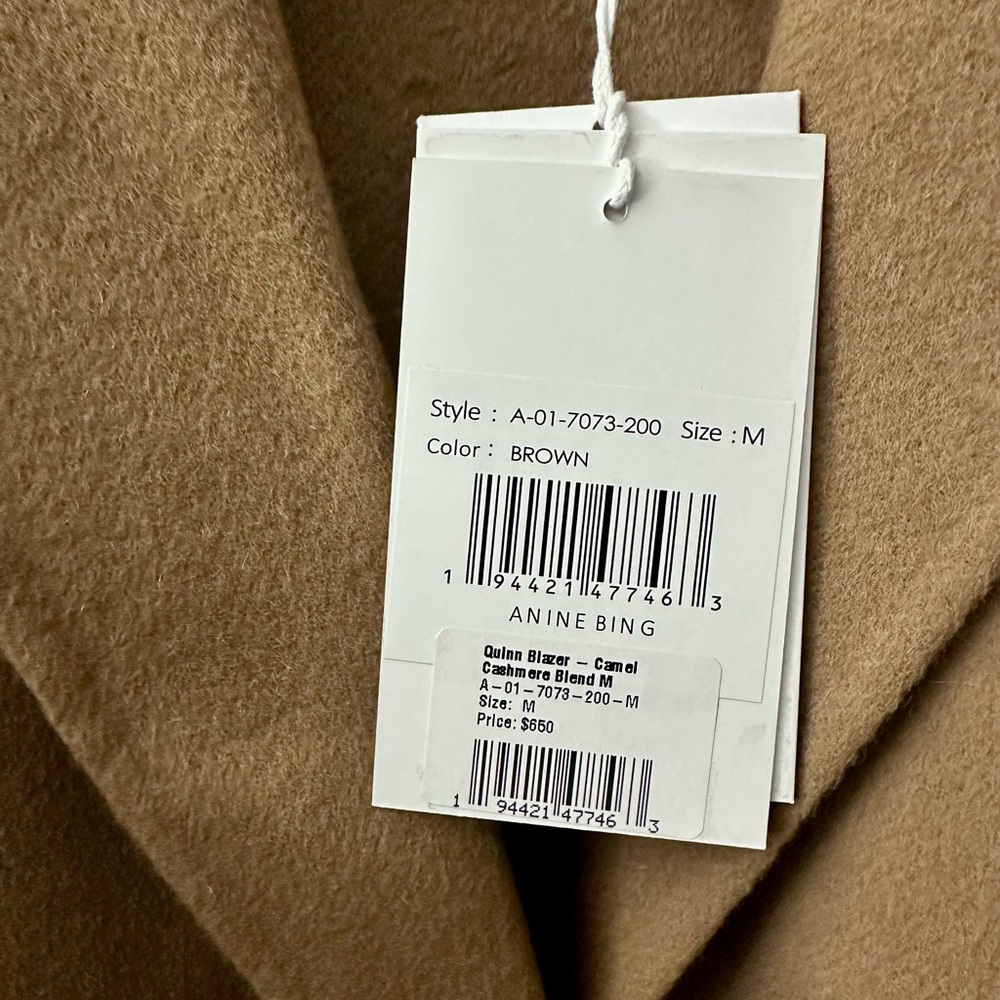 Anine Bing Quinn Blazer | Heavyweight | Camel Cashmere Blend - Picture 6 of 7